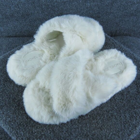 Rachel Zoe Fuzzy Sherpa Women Slide Shoes Size 8-9 Medium White Faux Fur Slip On - Picture 1 of 8